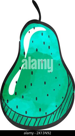 Pear icon in watercolor style. Stock Vector