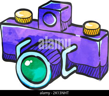 Panorama camera icon in watercolor style. Stock Vector