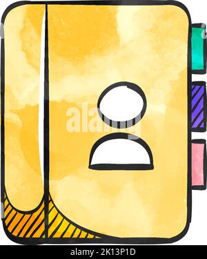 Address book icon in watercolor style. Stock Vector