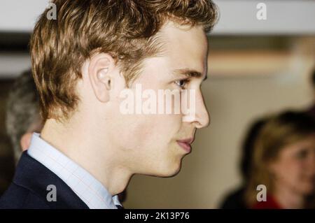 Prince William on his first ever official Royal Visit as a senior royal at NASH housing project in Newport, South Wales. June 18 2003. Photograph: ROB WATKINS/ALAMY Stock Photo