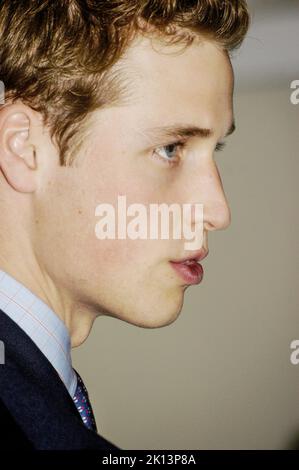 Prince William on his first ever official Royal Visit as a senior royal at NASH housing project in Newport, South Wales. June 18 2003. Photograph: ROB WATKINS/ALAMY Stock Photo