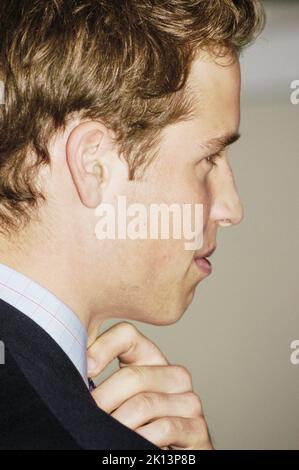 Prince William on his first ever official Royal Visit as a senior royal at NASH housing project in Newport, South Wales. June 18 2003. Photograph: ROB WATKINS/ALAMY Stock Photo