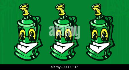 Cartoon Abstract Hiphop Graffiti Style Spray Cans Vector Illustration Template Stock Vector
