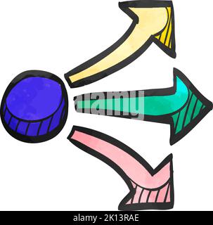 Propagate arrows icon in watercolor style. Stock Vector