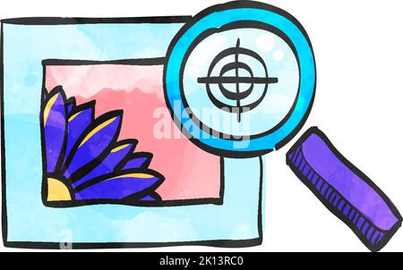 Printing quality control icon in watercolor style. Stock Vector