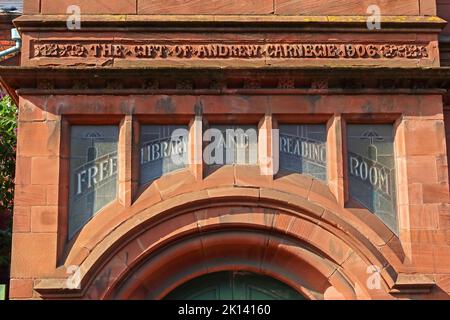 1906 Runcorn Andrew Carnegie Library building, Egerton Street, Runcorn, Halton, Cheshire, England, WA7 1JL under threat Stock Photo