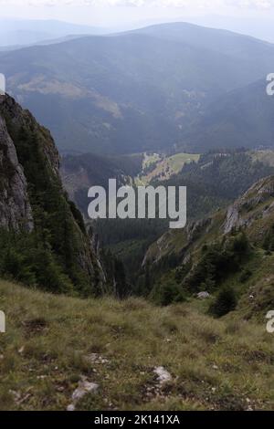 The main valley that can be seen from a ridge in the Hasmas Mountains Stock Photo