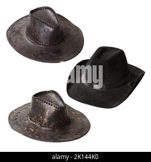 Set of cowboy hats isolated on white background Stock Photo