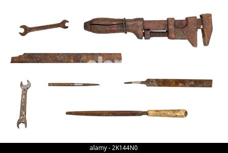 Collection of used file tools isolated on white background Stock Photo ...