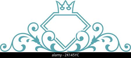 Luxury vintage logo template. Crowned diamond frame Stock Vector