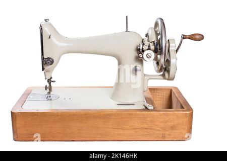 Antique  Sewing Machine isolated on white Stock Photo