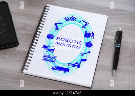 Robotic industry concept drawn on a notepad Stock Photo