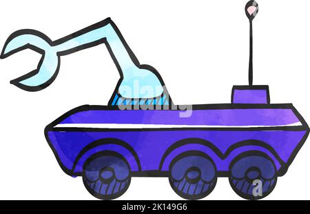 Space rover icon in watercolor style. Stock Vector