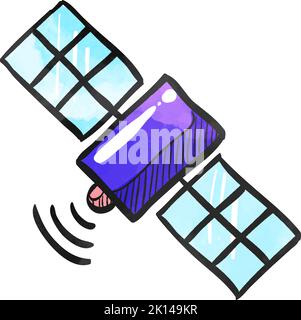 Satellite receiver icon in watercolor style. Stock Vector