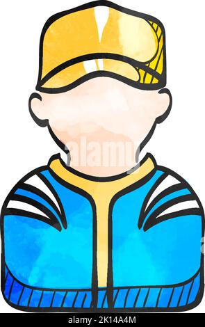 Hand drawn Racer avatar icon in gold foil texture vector illustration ...