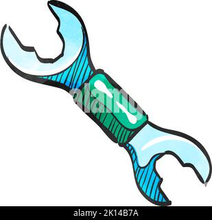 Bicycle wrench icon in watercolor style. Stock Vector