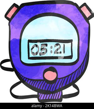 Stopwatch icon in watercolor style. Stock Vector