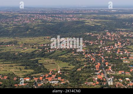 Amazing Landscape from Avala Tower near city of Belgrade, Serbia Stock Photo