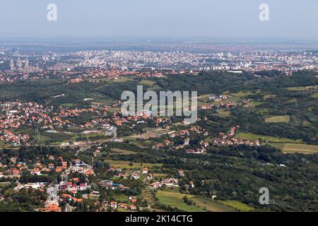 Amazing Landscape from Avala Tower near city of Belgrade, Serbia Stock Photo