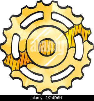 Sprocket icon in watercolor style. Stock Vector