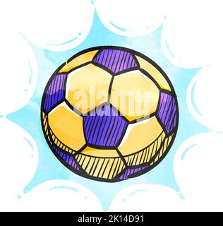 Soccer ball icon in watercolor style. Stock Vector