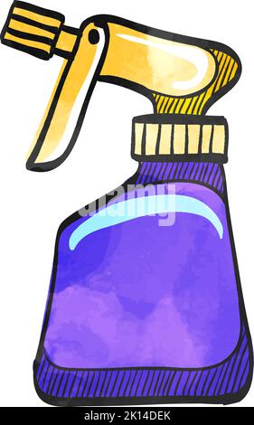 Sprayer bottle icon in watercolor style. Stock Vector
