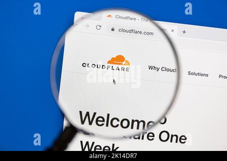 Ostersund, Sweden - June 20, 2022: Cloudflare homepage. Cloudflare is an American content delivery network and DDoS mitigation company, Stock Photo