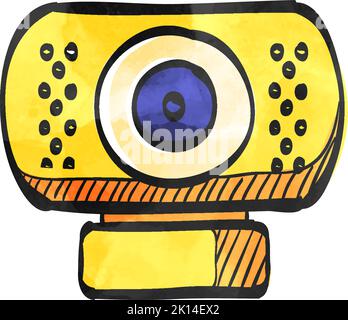 Webcam icon in watercolor style. Stock Vector