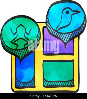Zoo map icon in watercolor style. Stock Vector