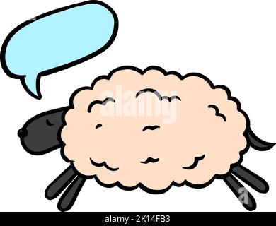 Color hand drawn sheep with speech bubble Stock Vector
