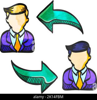Hand drawn Employee rotation vector illustration Stock Vector Image ...