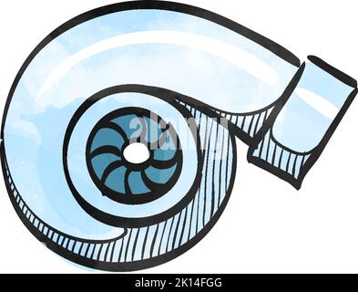 Turbo charger icon in watercolor style. Stock Vector