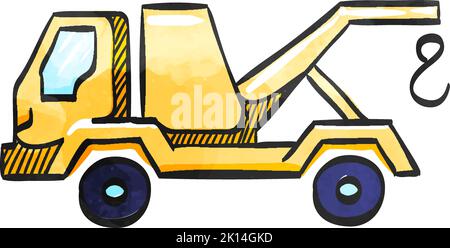 Tow icon in watercolor style. Stock Vector