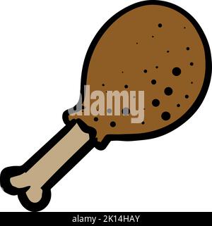 Color hand drawn chicken drum stick Stock Vector