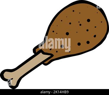 Color hand drawn chicken drum stick Stock Vector