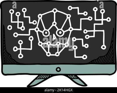 Color artificial intelligence concept icon Stock Vector