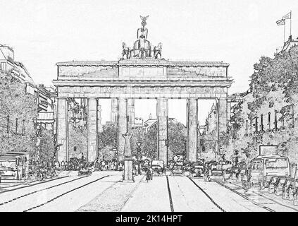 Brandenburg Gate, Berlin, Germany ( illustration ) Stock Photo