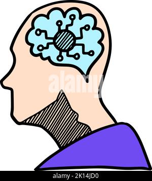 Color artificial intelligence concept icon Stock Vector