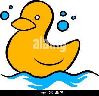 Color hand drawn rubber duck bath toy Stock Vector