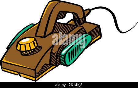 Color electric hand planer icon Stock Vector