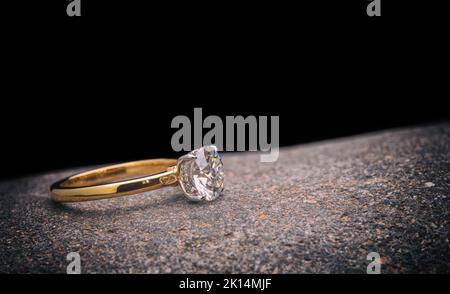 Engagement Wedding Ring With Round Cut Diamond Stock Photo