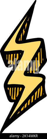 Lightning thunder icon hand drawn halftone color vector illustration ...