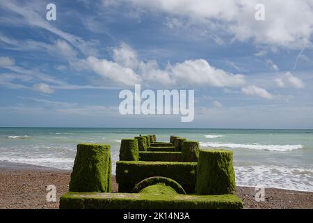 Sewage outfalls and beach pollution Stock Photo