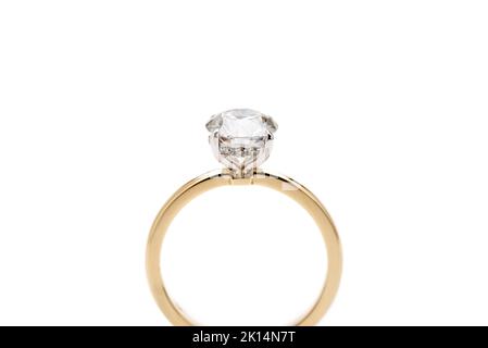 Engagement Wedding Diamond Ring Isolated on White Background Stock Photo
