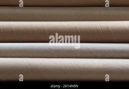Horizontal view of large Cardboard Tubing Stock Photo