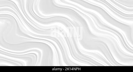Seamless minimal white abstract glossy soft waves background texture. Elegant wavy carved marble luxury wallpaper pattern. Tileable subtle light grey Stock Photo