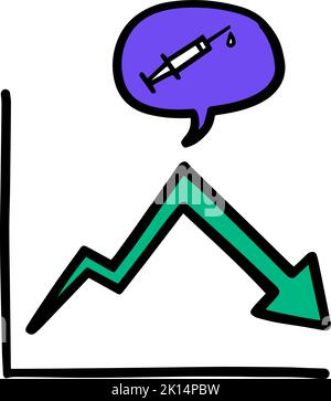 Color hand drawn vaccination data chart concept icon Stock Vector