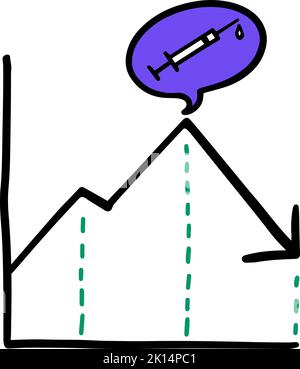 Color hand drawn vaccination data chart concept icon Stock Vector