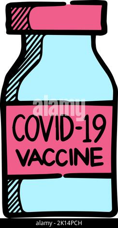 Color hand drawn vaccine vial icon Stock Vector