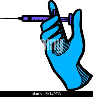 Color hand drawn vaccination icon Stock Vector